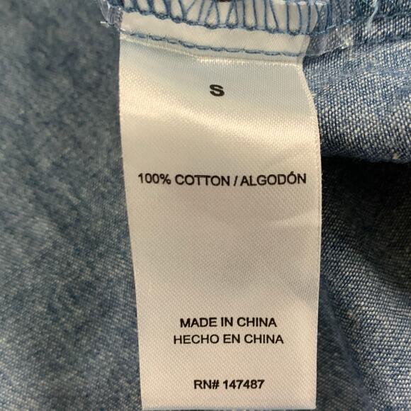 Draper James S Womens Heidi V Neck Top in Chambray Medium Blue - Picture 9 of 10